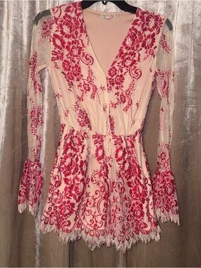 Lace Romper with bell sleeves